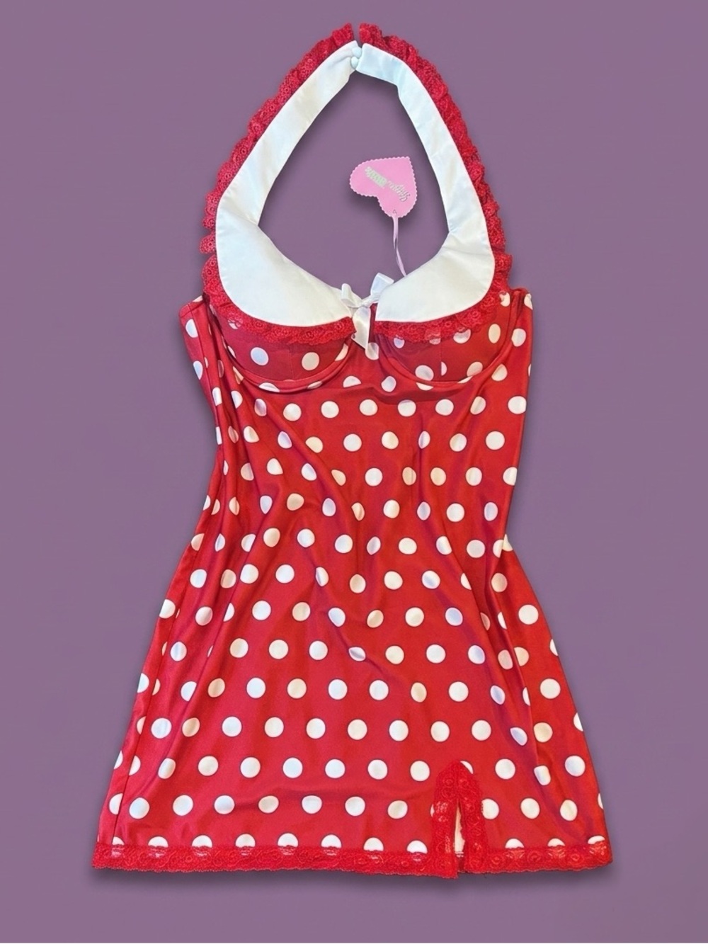 Sugar Thrillz Polka Dot Halter Mini Dress